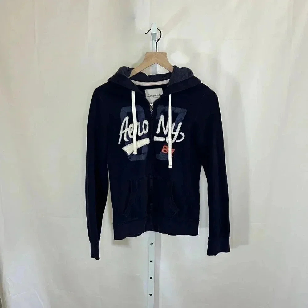 2/$30 Aeropostale Size Medium Navy Hoodie Sweatshirt with Pockets